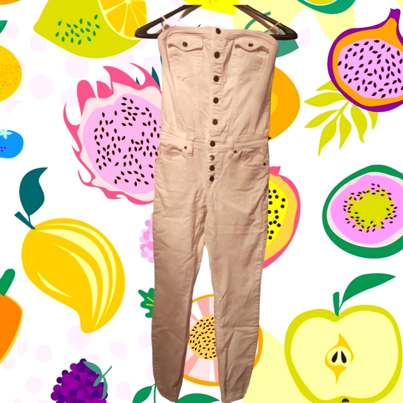 Size 4 White Guess Jeans Shoulderless Romper - Picture 1 of 3